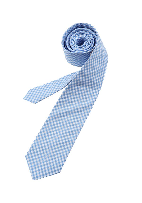 Sky Blue Check Cotton Tie for Men 