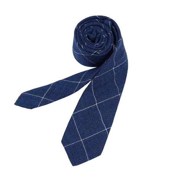 100% Wool Blue Plaid Men's Necktie