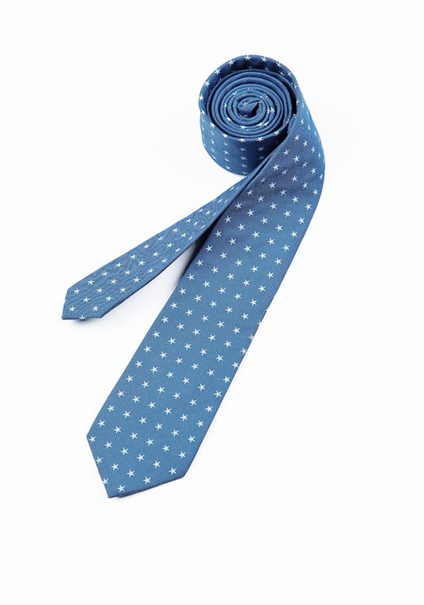 Pure Cotton Blue Star Tie for Men