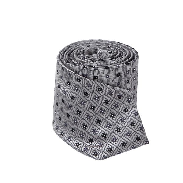Men's Elegant Silver Grey Dots Jackquard Silk Paisley Necktie