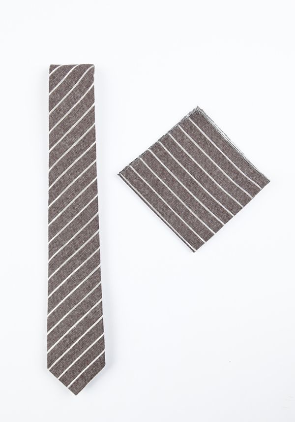 Pure Linen Light Brown Stripes Pocket Square