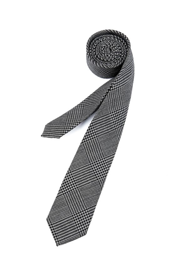 Grey Check Slim Tie for Men 