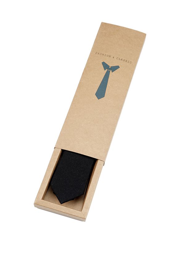 Solid Black 100% Wool Tie for Men 