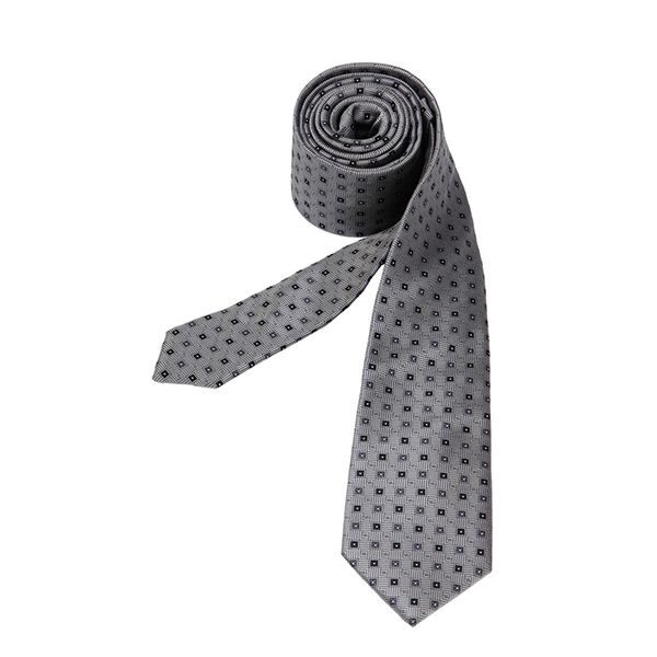 Silver Grey Dots Silk Men Tie &Pocket Square& Necktie Clip 3Pc Set for Men
