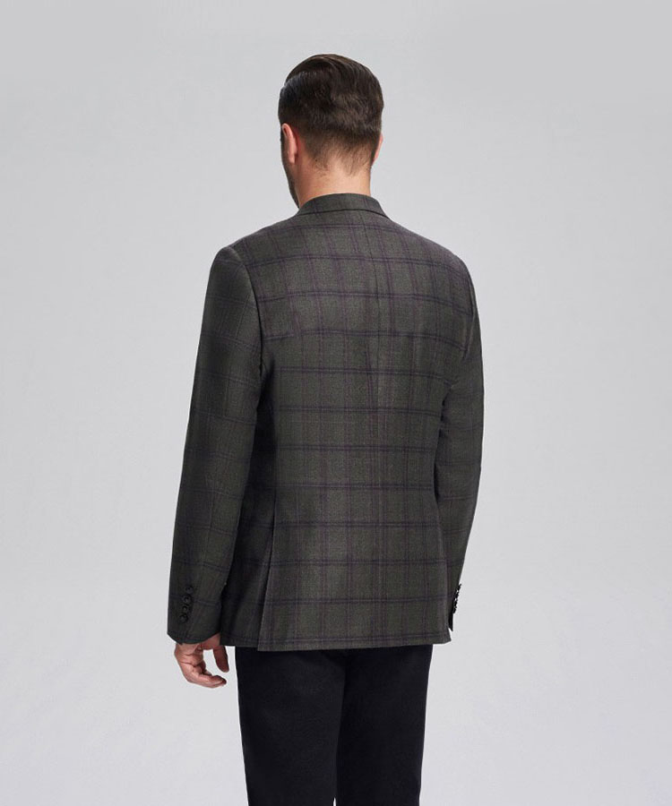 Grey squares Cashmere blended  fashionable jacket
