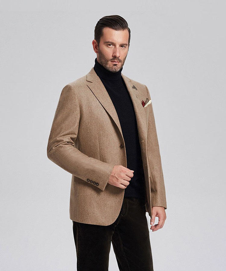 khaki flannel Business fit jacket