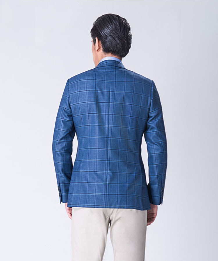 Blue elegant plaid fit jacket