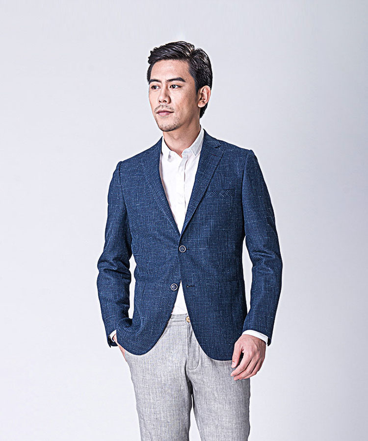 blue Wool blended casual jacket for men 