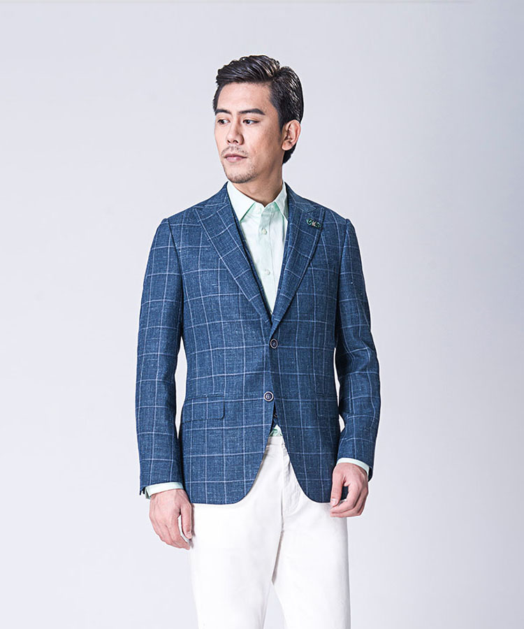 blue Wool blended plaid Outdoor balzer