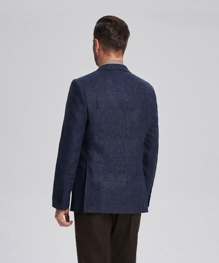 Blue contrasted plaid classic flannel jacket