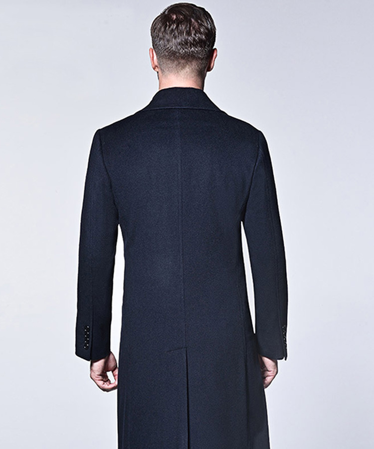 blue 100% wool business coat for men