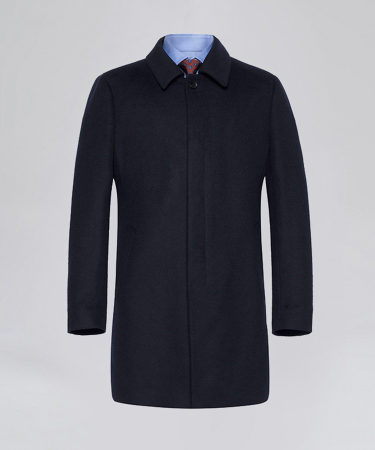 Navy blue classic cashmere long coat