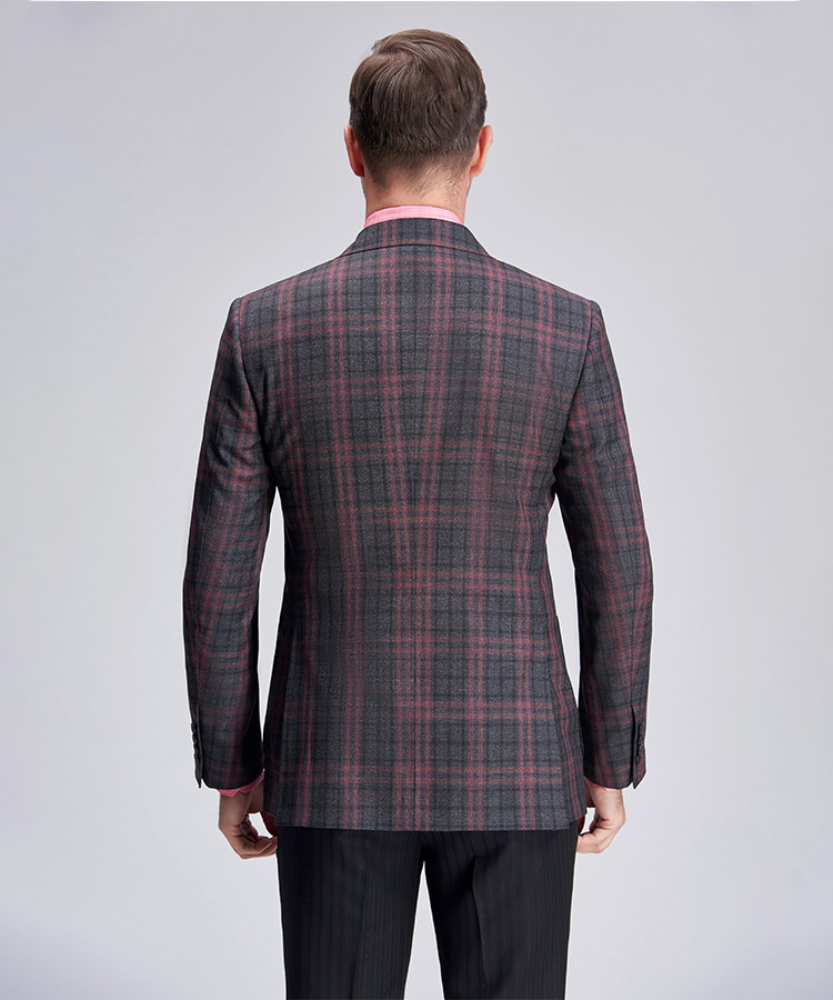 red checked gray suit blazer for men