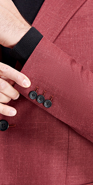  warm red patch pocket slim fit blazer for men 