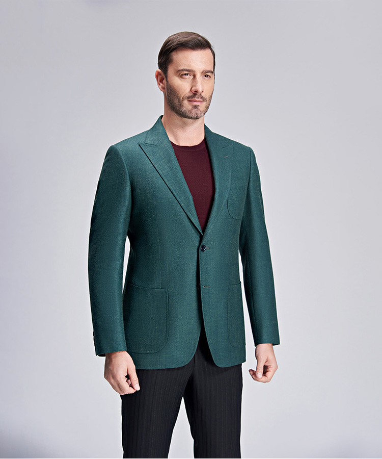 green patch pocket slim fit blazer for men 