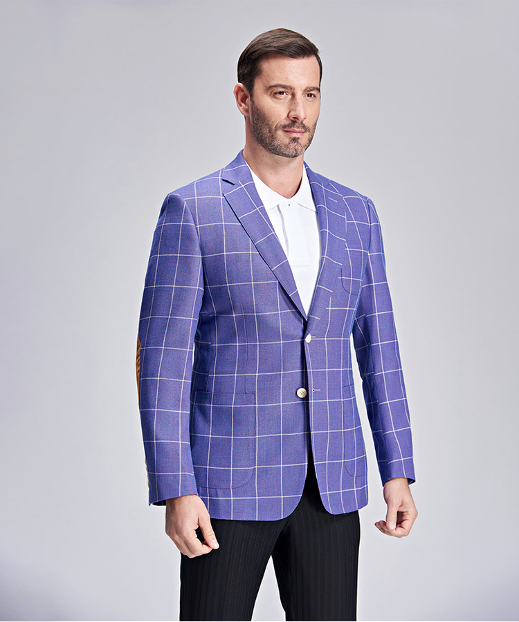 white grid violet purple casual suit jacket
