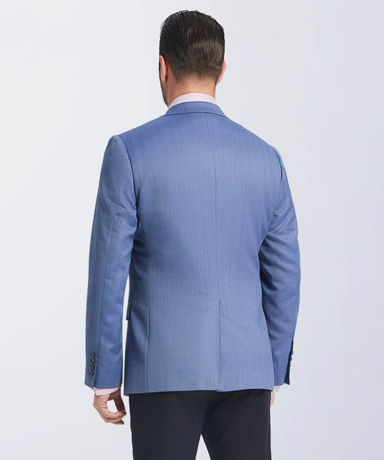 blue herringbone 100% wool business suit blazer for men 