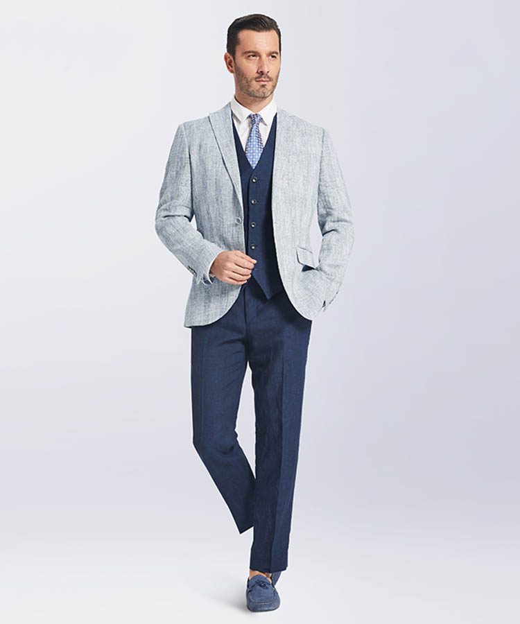  Grey 100% linen fashionable casual suit.