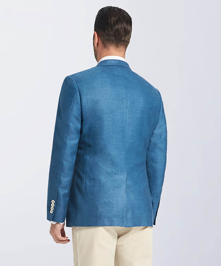 Bright blue wool blend fashionable suit 