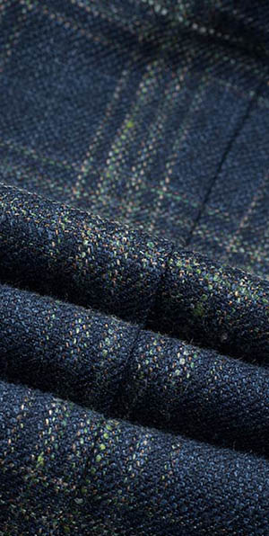 Blue grid wool blend fashionable suit