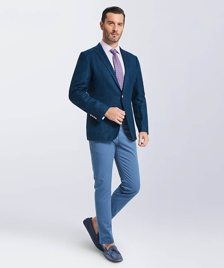  Blue herringbone wool blend Classic business suit