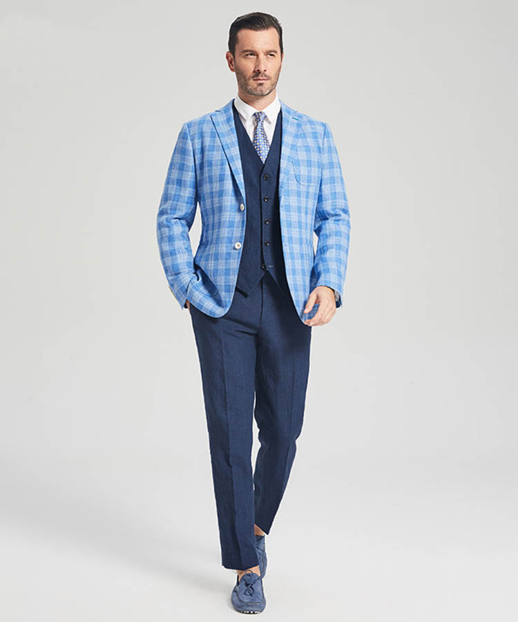 light blue wool blend casual suit jacket