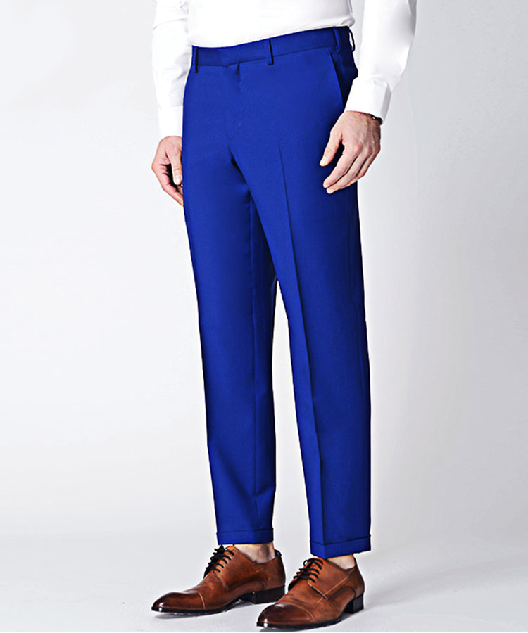 Blue smooth wool blended Fashionable pants