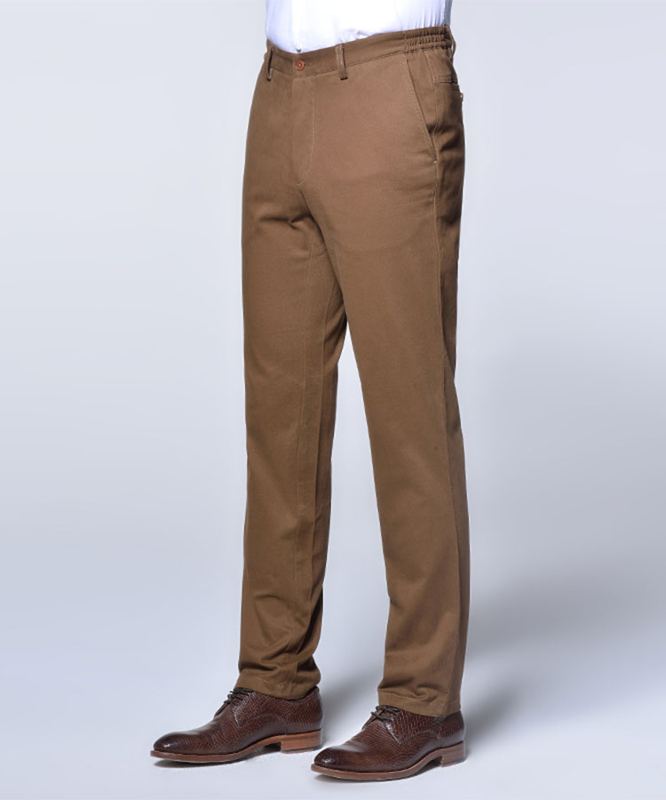 Brown 100% Cotton slim casual trousers