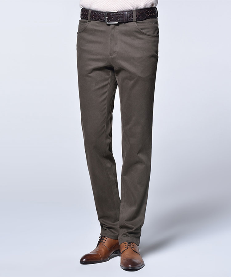 Brown cotton slim fashionable casual pants