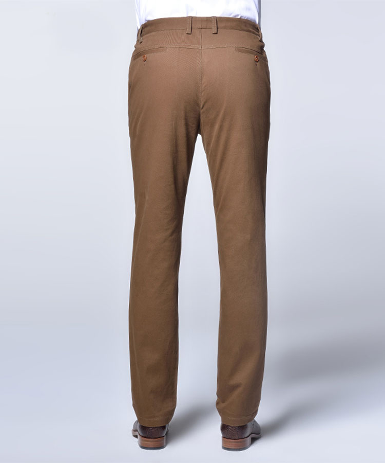 Brown 100% Cotton slim casual trousers
