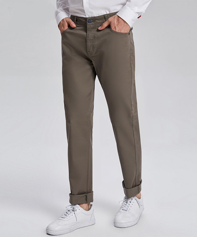 Olive green Cotton blended casual pants
