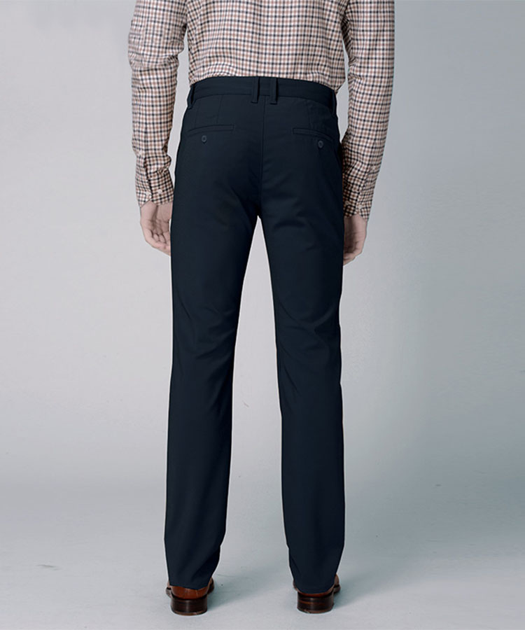 Dark blue cotton business trousers for men