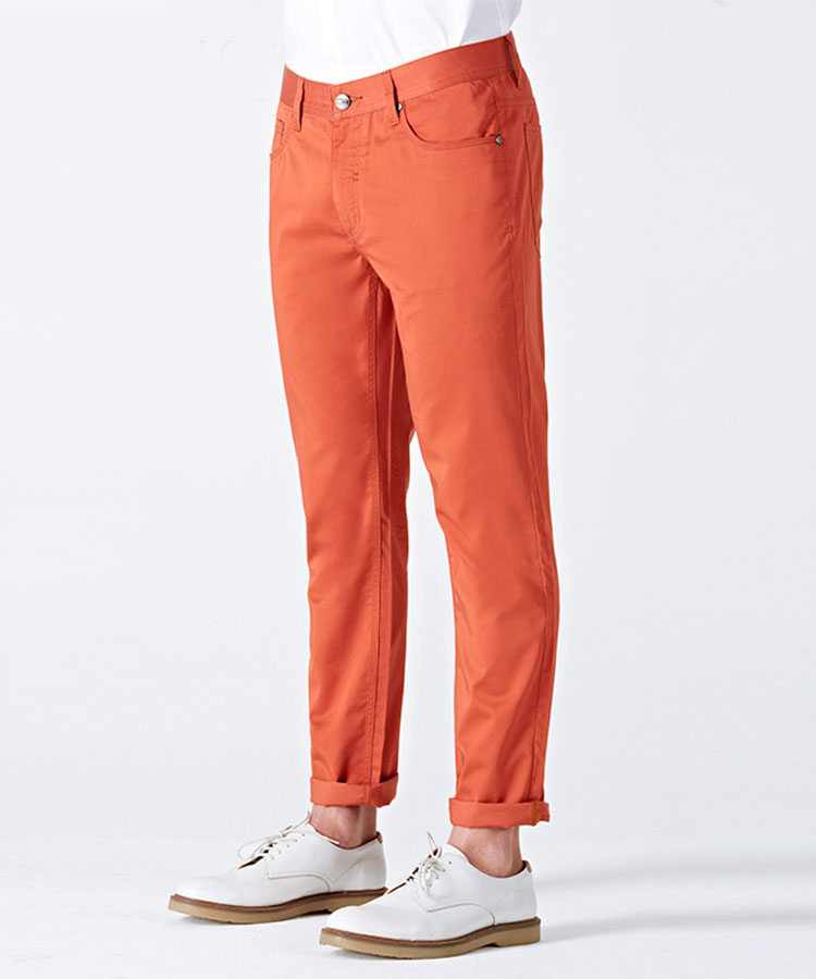 Orange elastic dynamic pants for men 