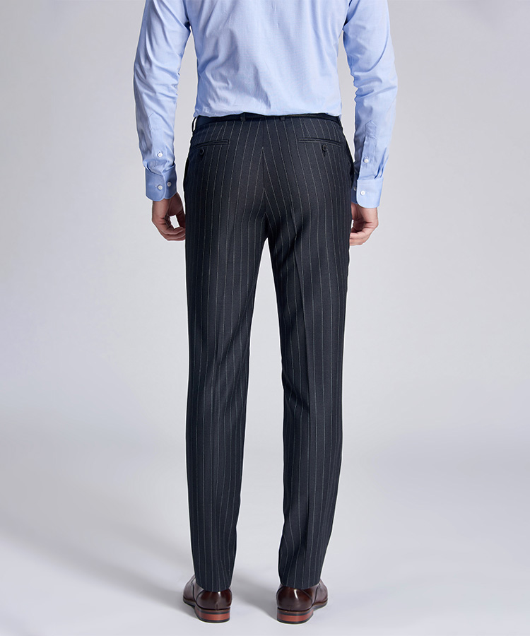 Light grey stripe dark grey straight suit pant