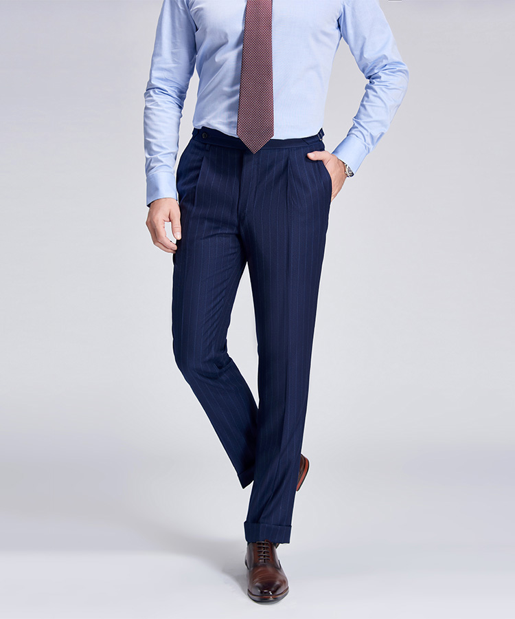 Light grey stripe elegant blue suit 