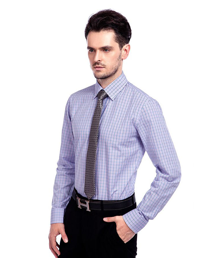 Light Purple Checks Button Down Causal Shirts for Men 