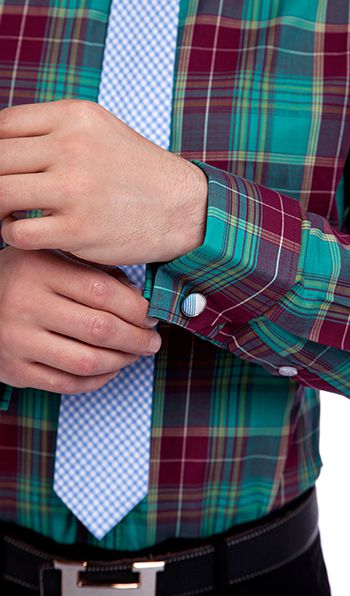 Dark Green and Red Checks Causal Shirts for Men 