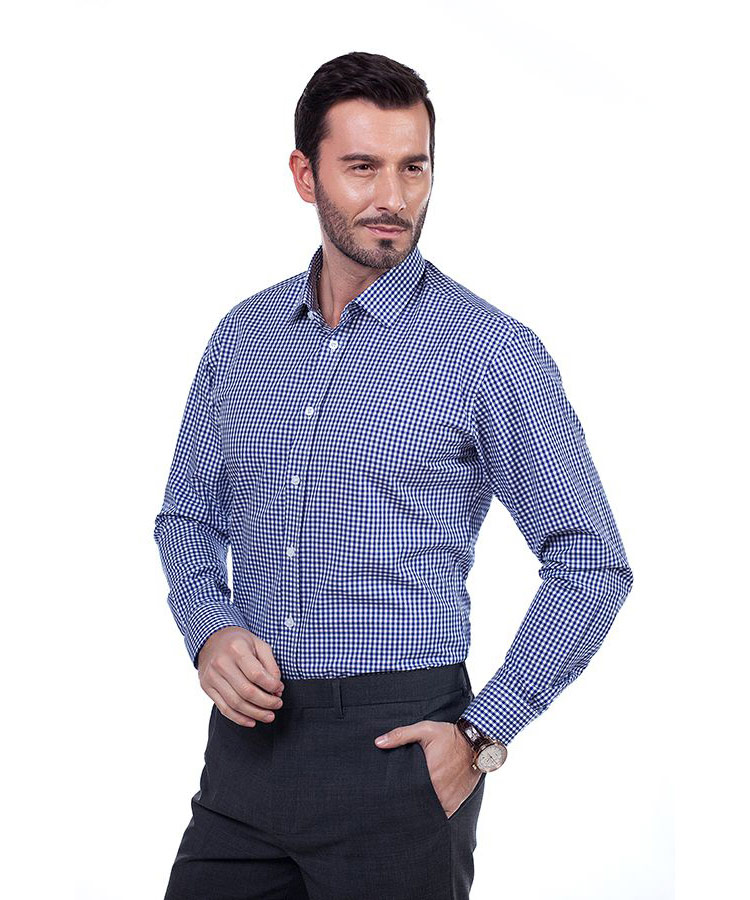 Modern blue and white check men shirts