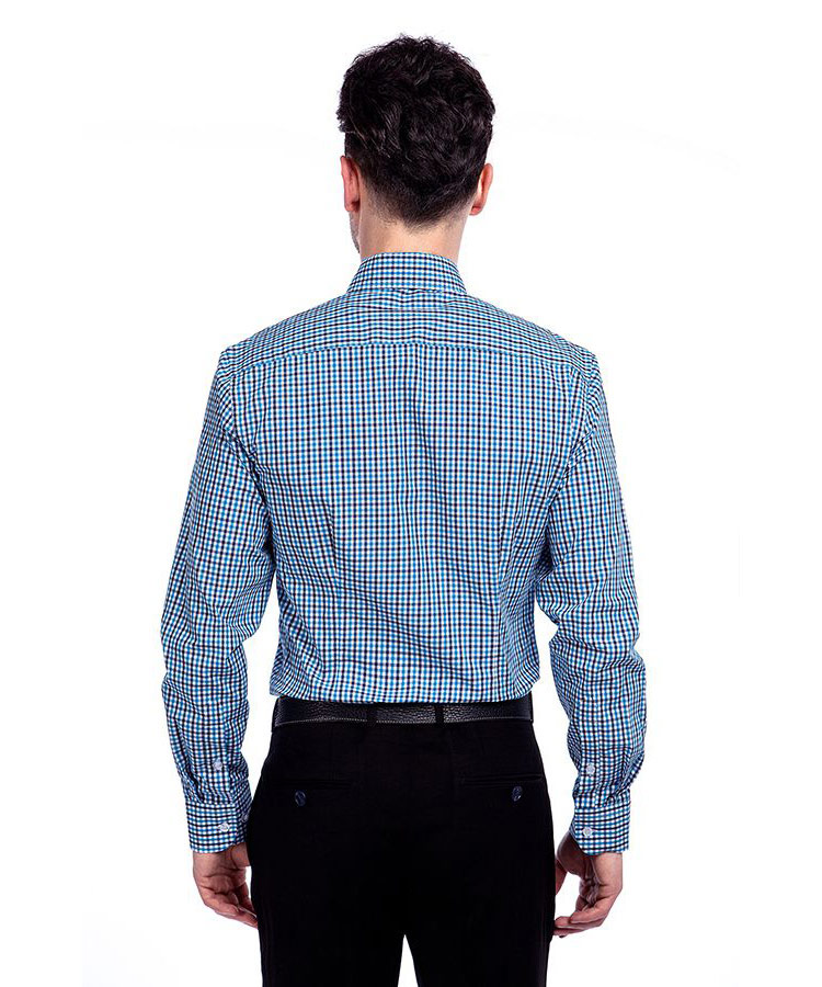 Blue Checks Pure Cotton Tailor Made Men Shirt 
