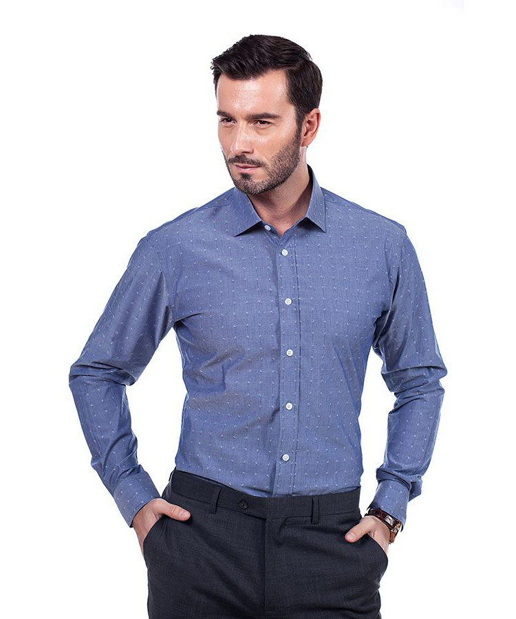 Dark blue with White dots men business shirts