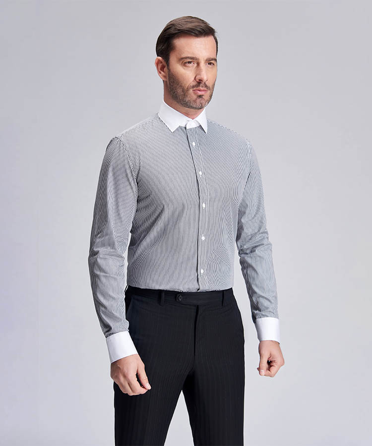 Black stripe and white collar special men shirt