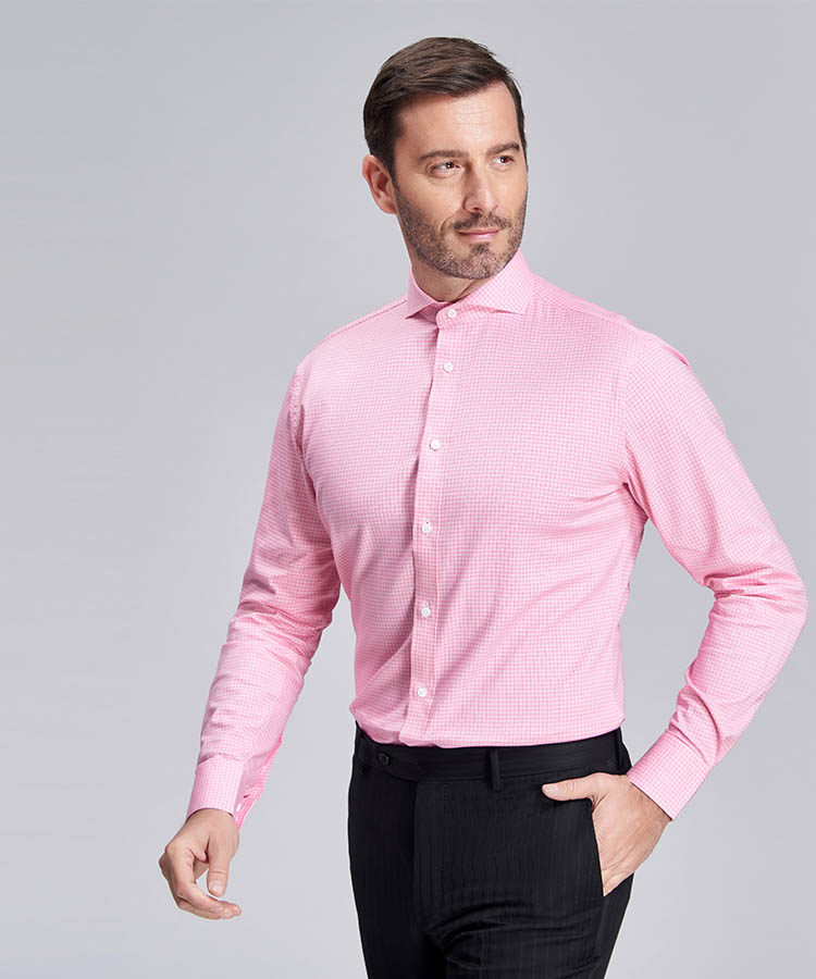  pink small squares cutaway men shirt