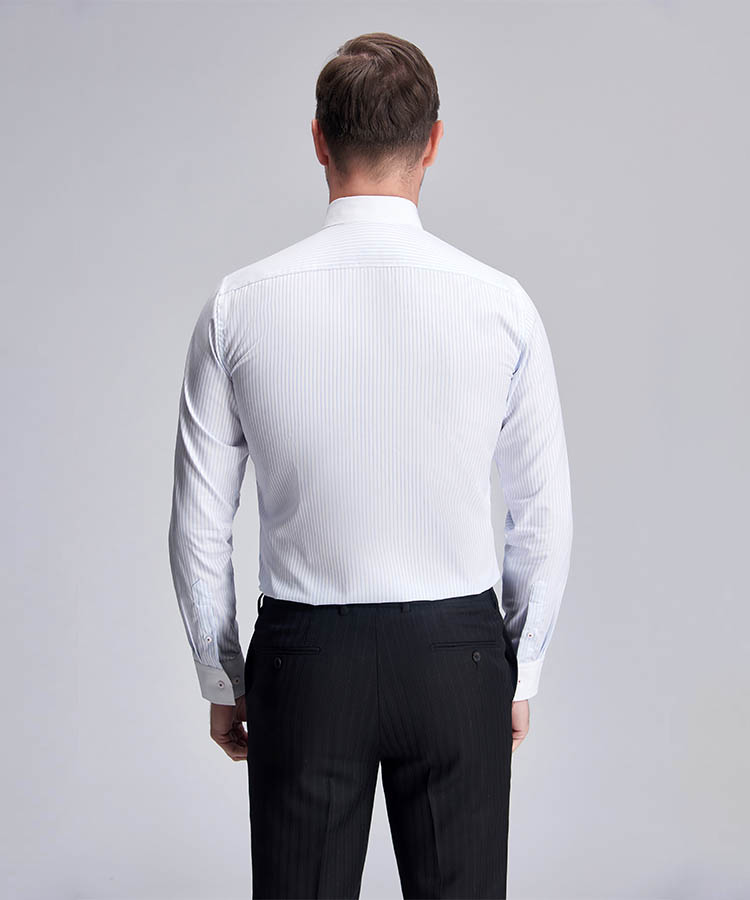 White stripe wedding dress shirt for men