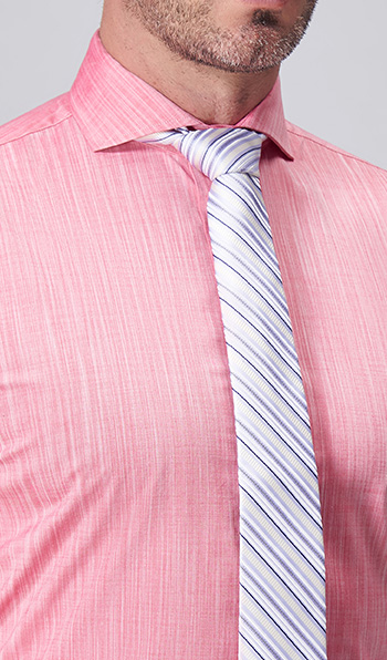 Irregular white strip pink casual shirt