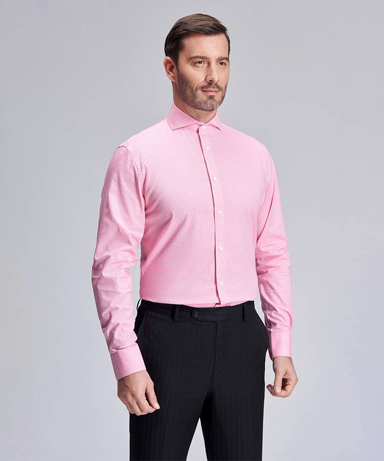  pink small squares cutaway men shirt