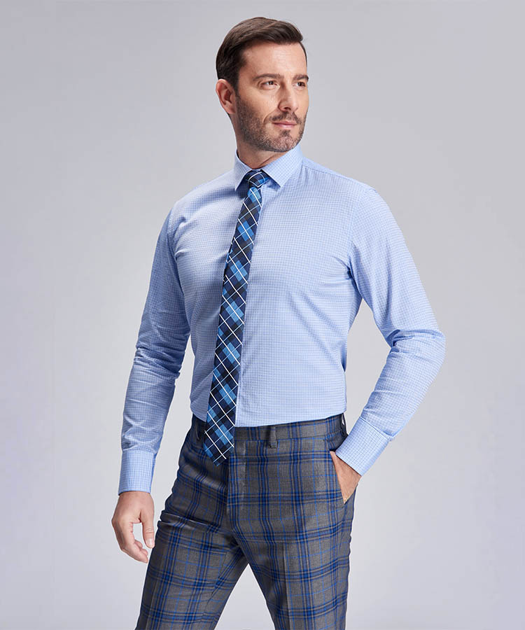 bright blue and white stripe fashionable men shirt 