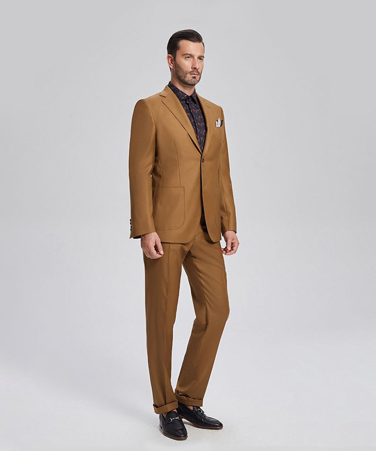 Golden brown 100% wool business fit suit