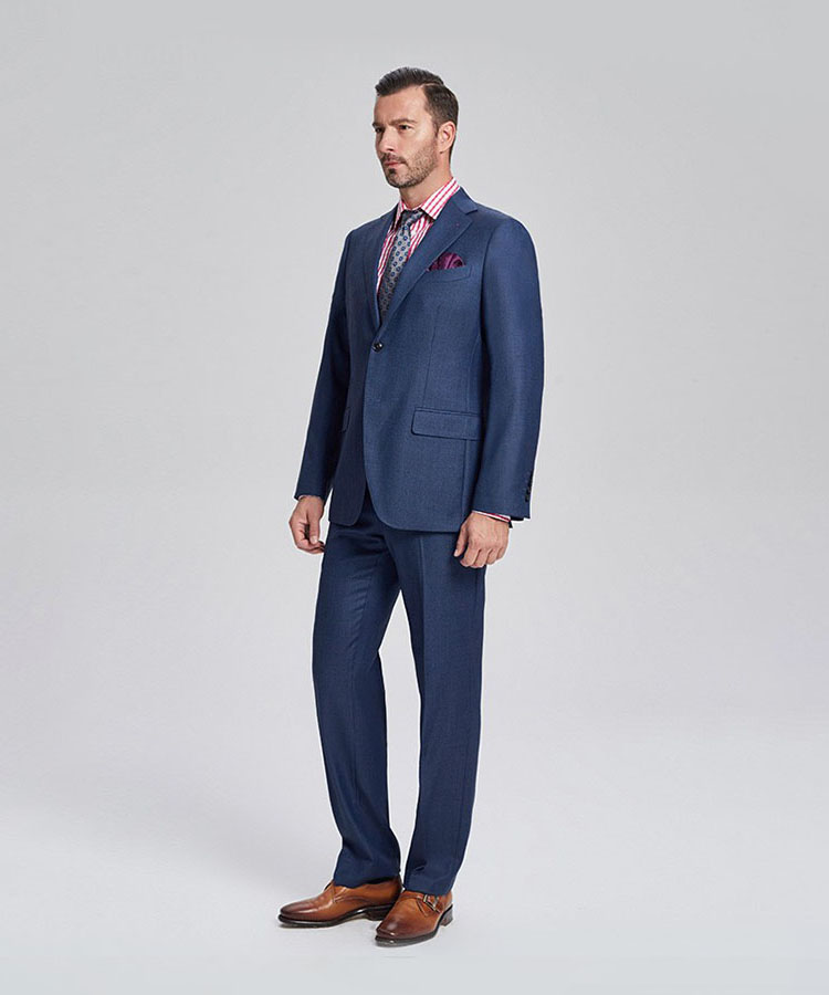 Blue plaid business suit