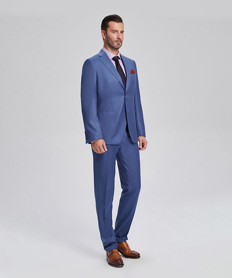 elegant blue 100% wool Business suit