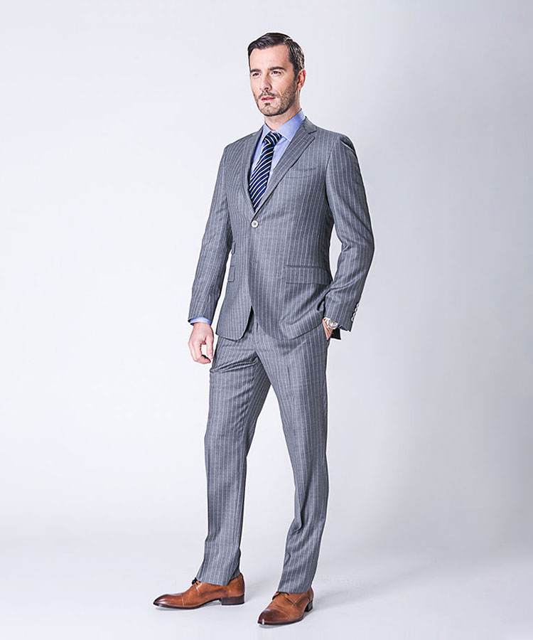 grey stripe classic suit